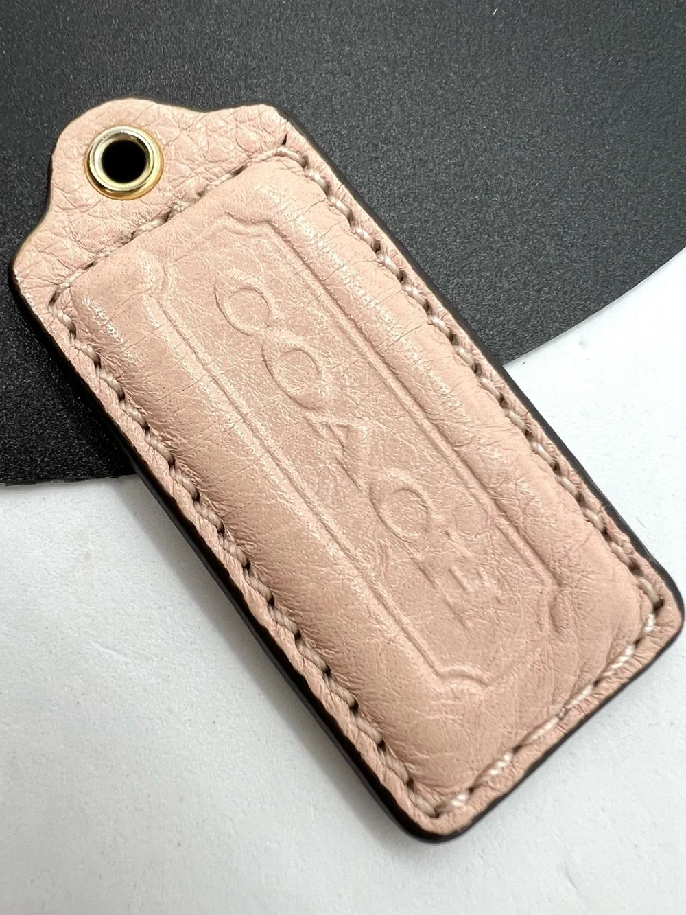 Authentic Coach Pebbled Leather Replacement Bag Charm Hangtag Blush Pink 2.25”